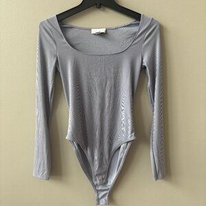 Topshop Blue Gray ribbed bodysuit